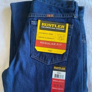 Rustler Men's Straight Leg Jeans - Dark Blue